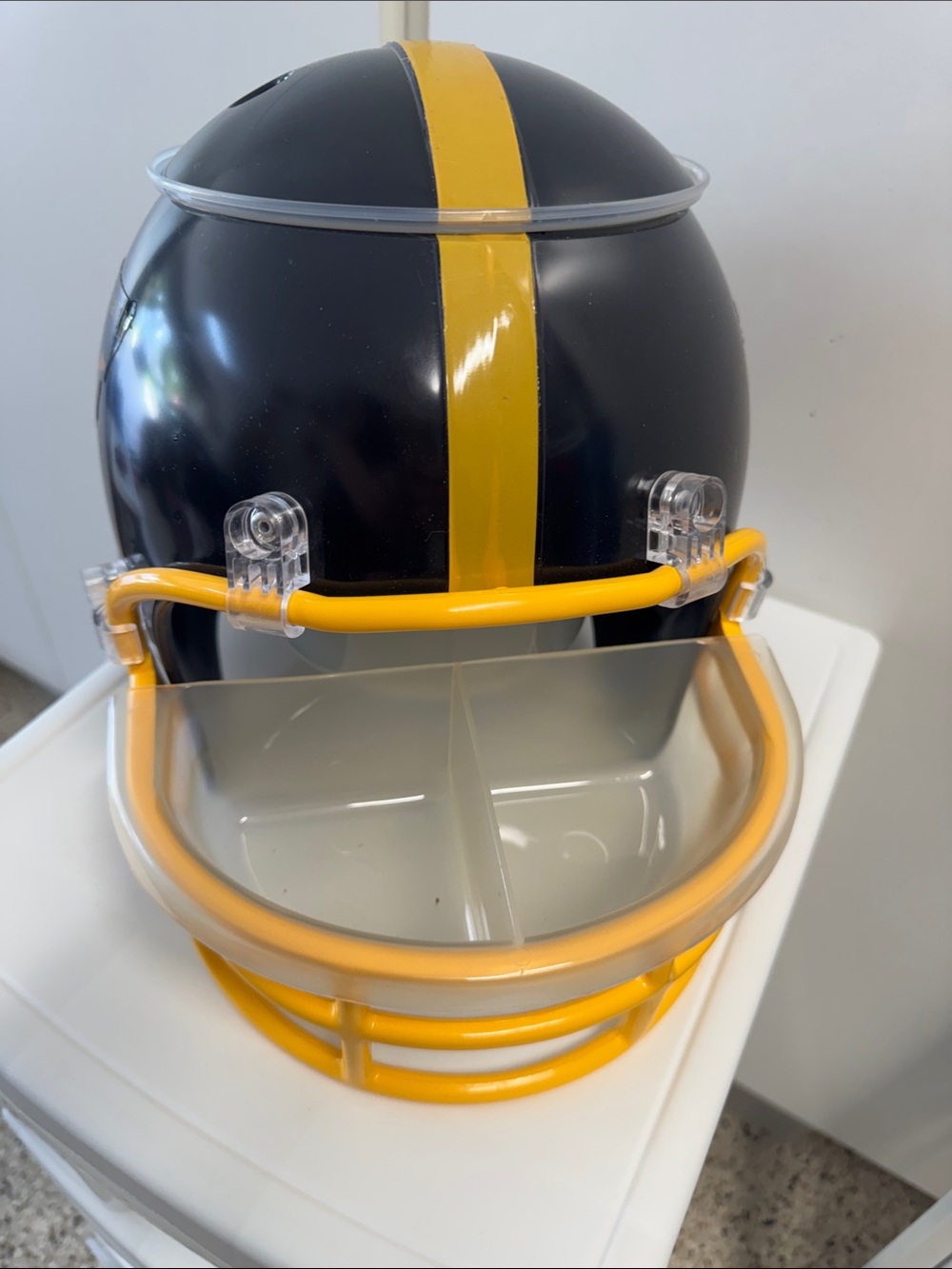 Black and Yellow Football Helmet snack container